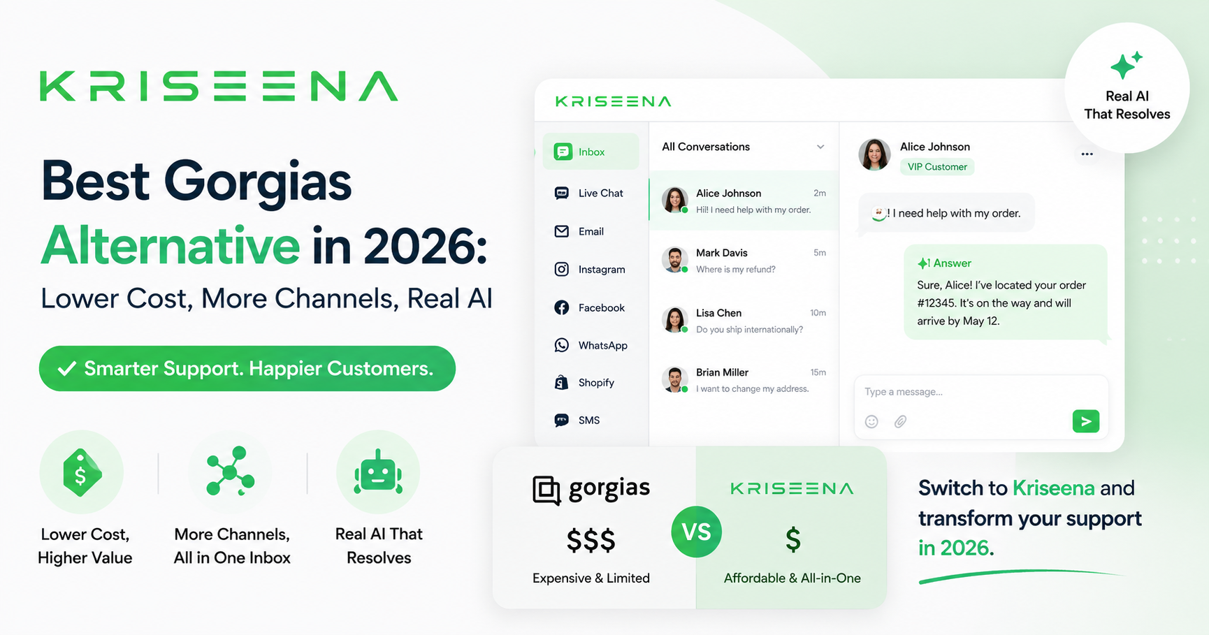 Best Gorgias Alternative in 2026: Lower Cost, More Channels, Real AI